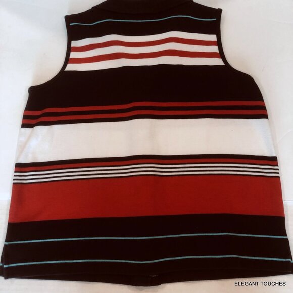 Liz Villager Sport Womens Patriotic Top M Sleeveless Collared - Picture 8 of 8